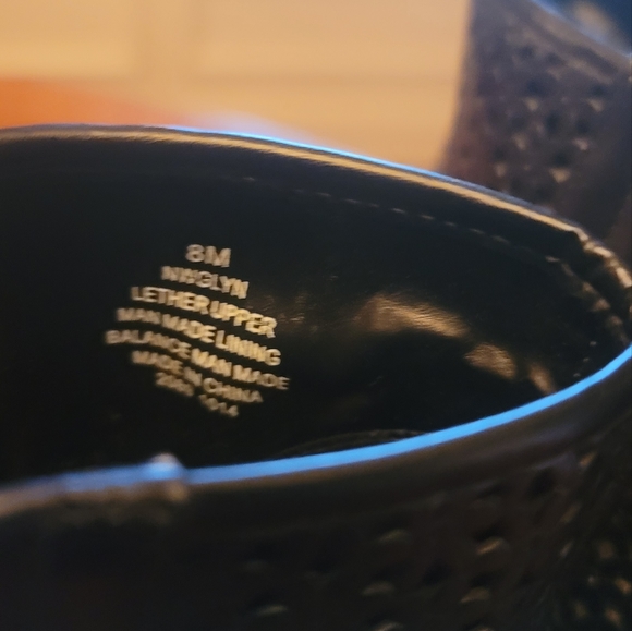 Nine West Glyn Genuine Black Leather Open Peep Toe Sandal Heels Shoes Boots 8 - Picture 7 of 9